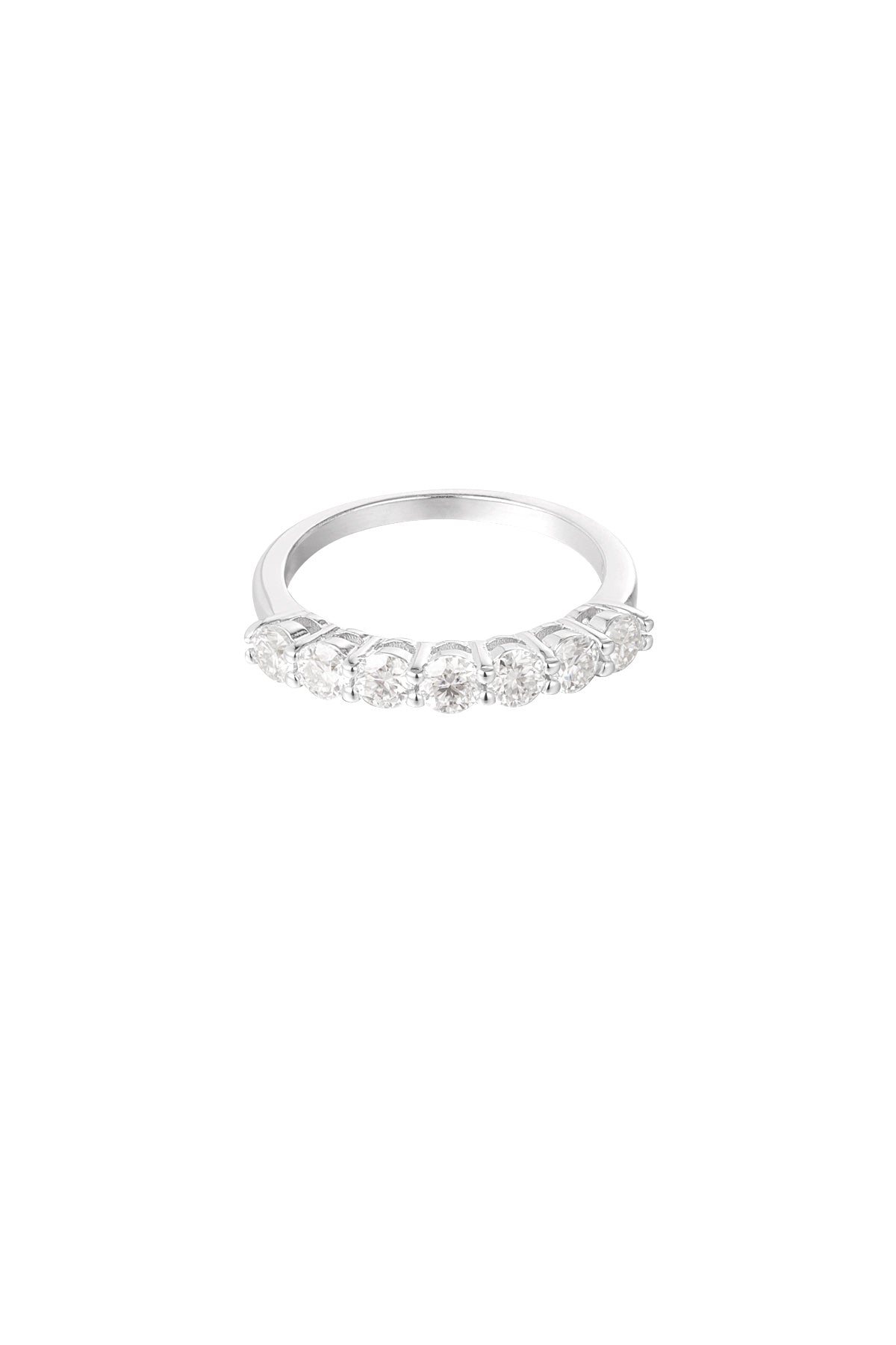 Ring kleine steentjes op een rij - zilver - 17