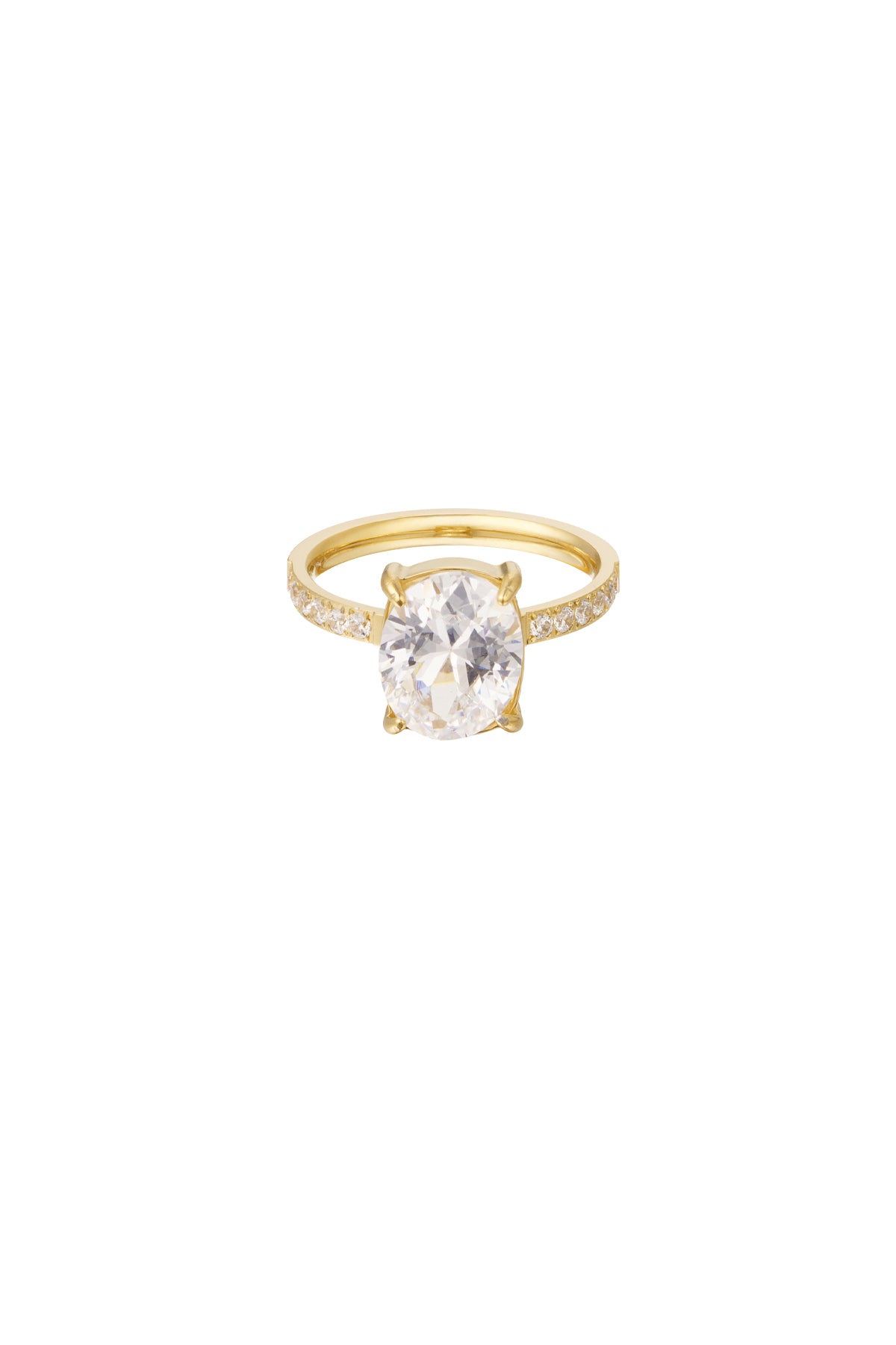 Ring steen met steentjes - goud