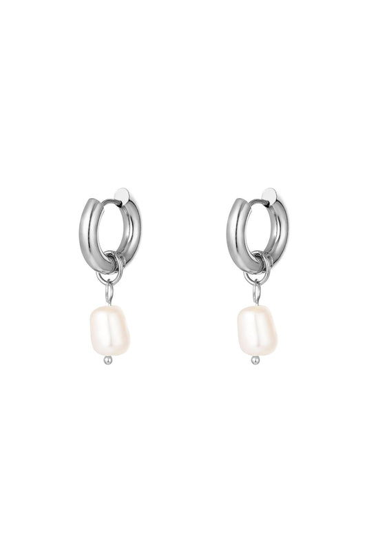 RVS oorbellen parels simpel Stainless Steel